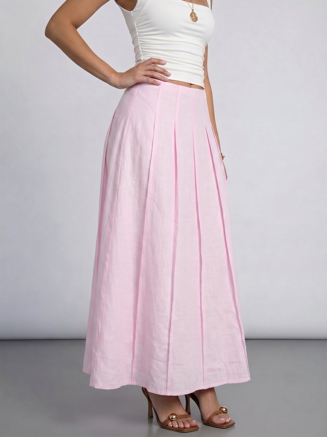 Phosphorus Women Pleated A-Line Midi Skirt - default view