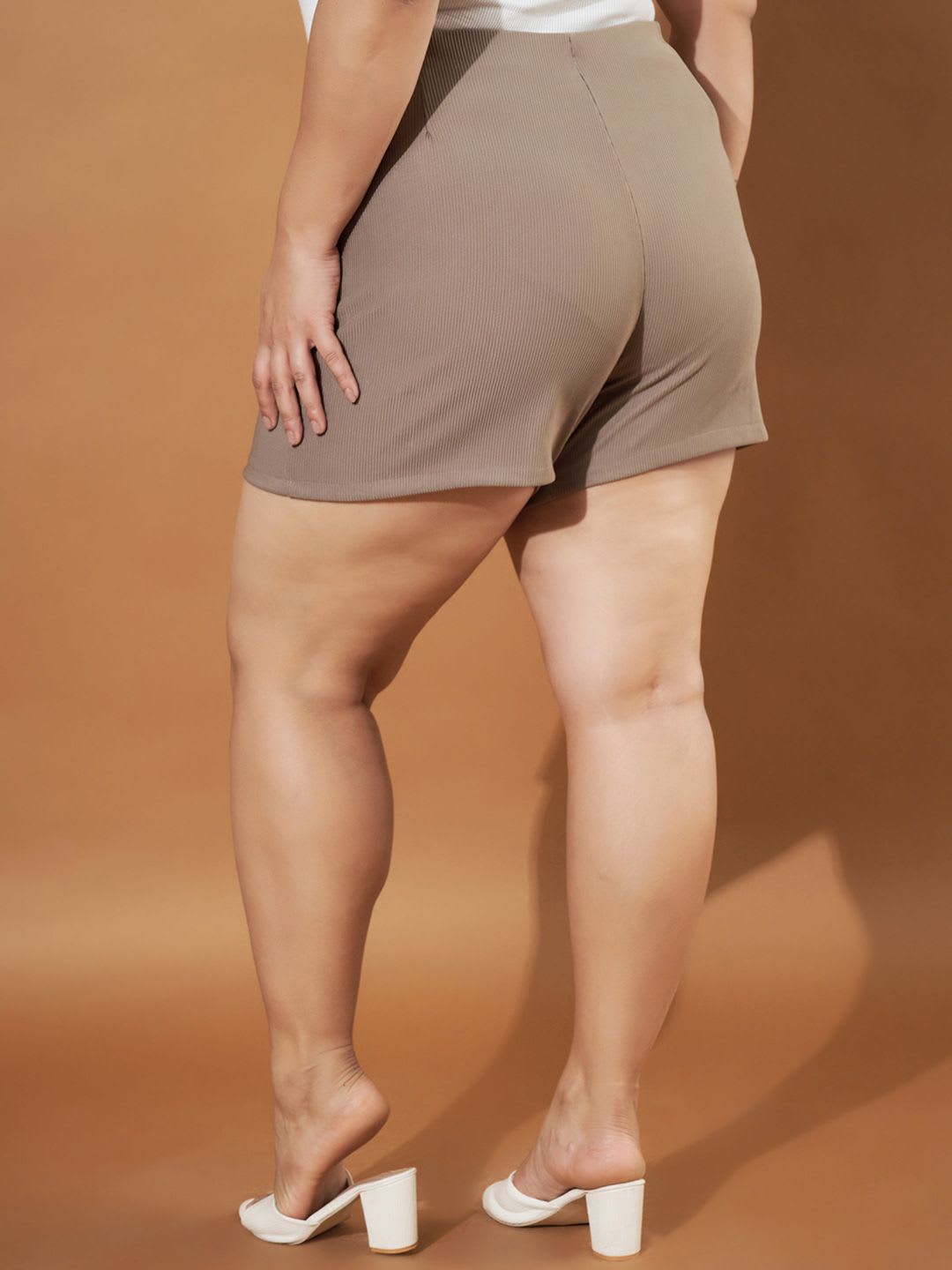 Purple Feather Plus Size Ribbed Mini Skort - left view