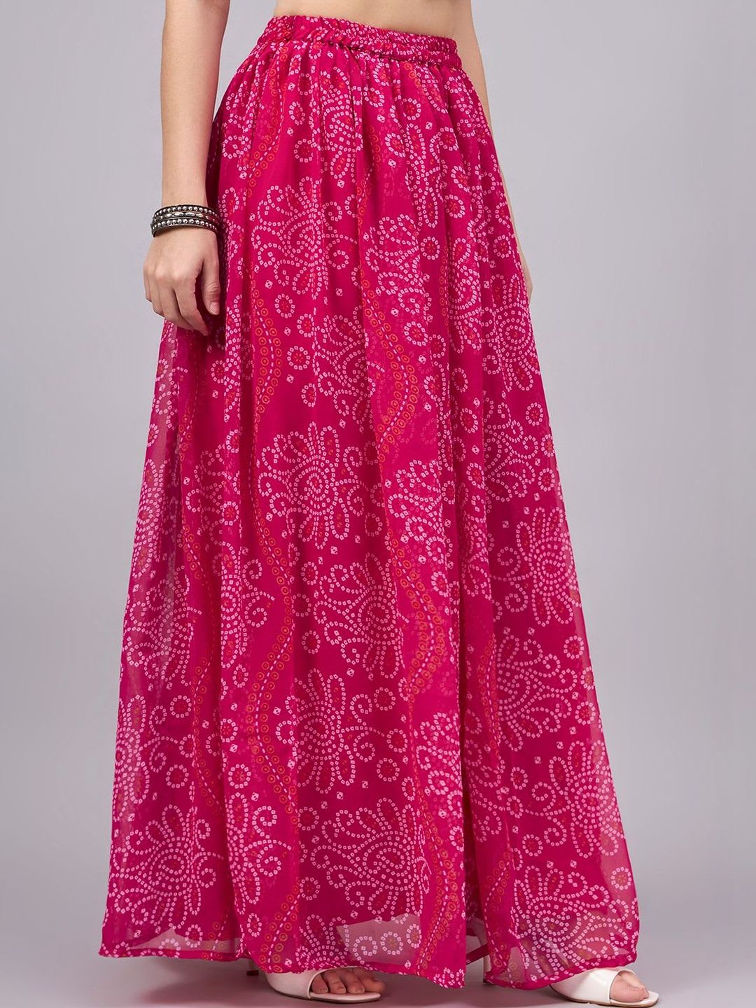 BANJANAN Women Georgette Paisley Maxi Flared Skirt - left view