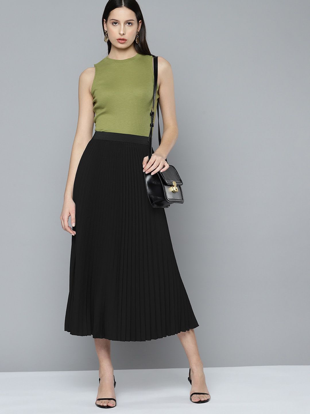 Chemistry Accordion Pleat Maxi Flared Skirt - default view