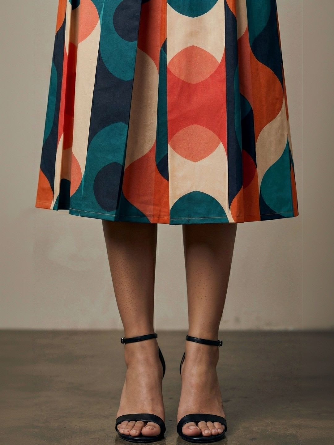 AASK Women Pure Cotton Blend Geometric Midi A-Line Skirt - left view