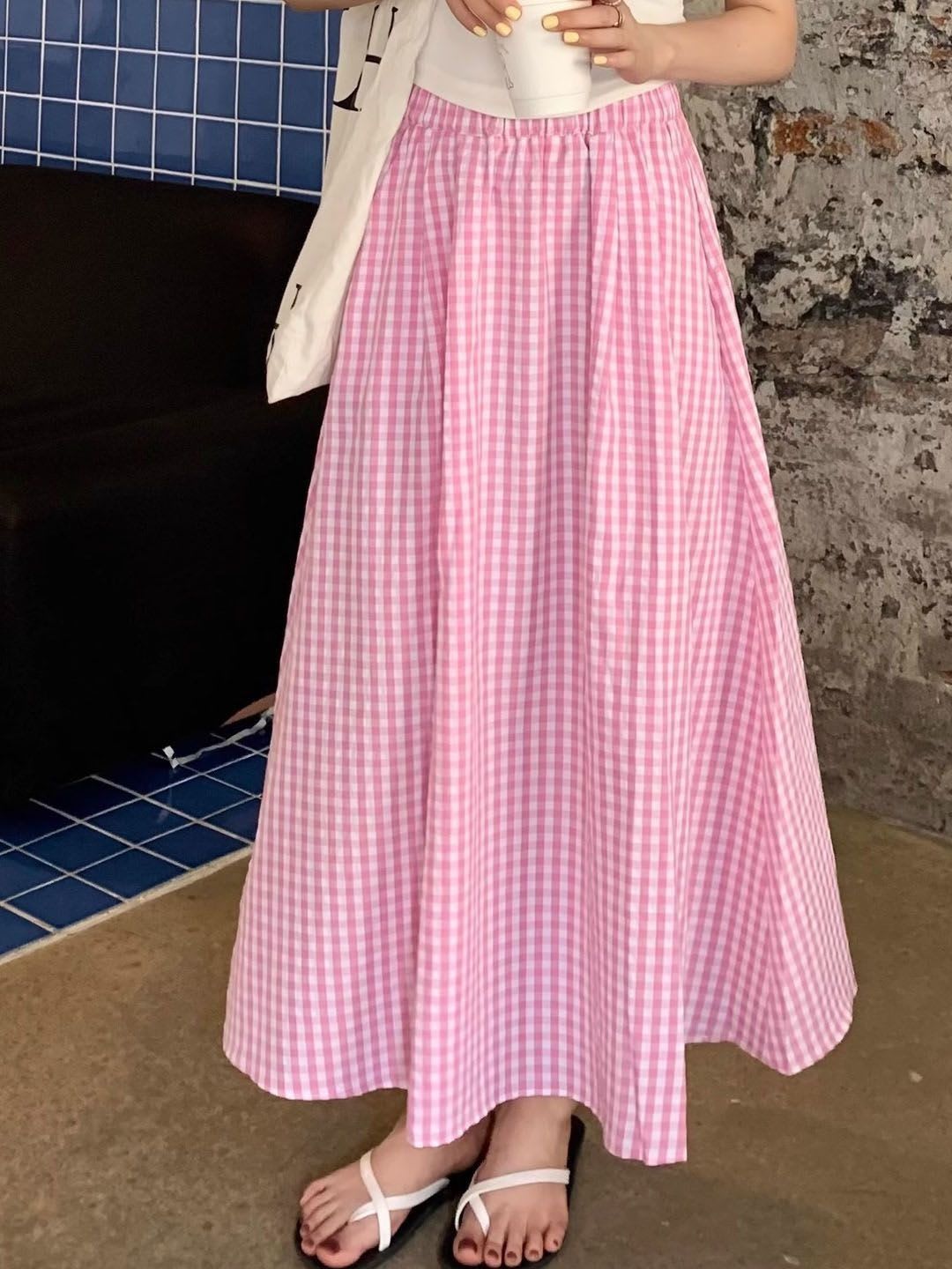 StyleCast Checked Flared Maxi Skirts - default view