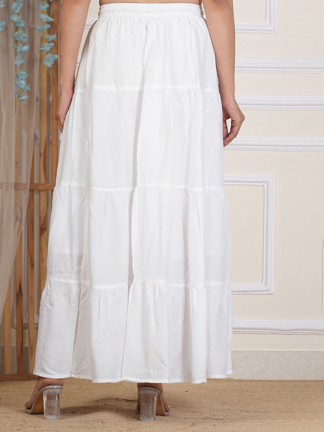 SLF INDIA Women Tired Maxi-Length Flared Skirts - back view