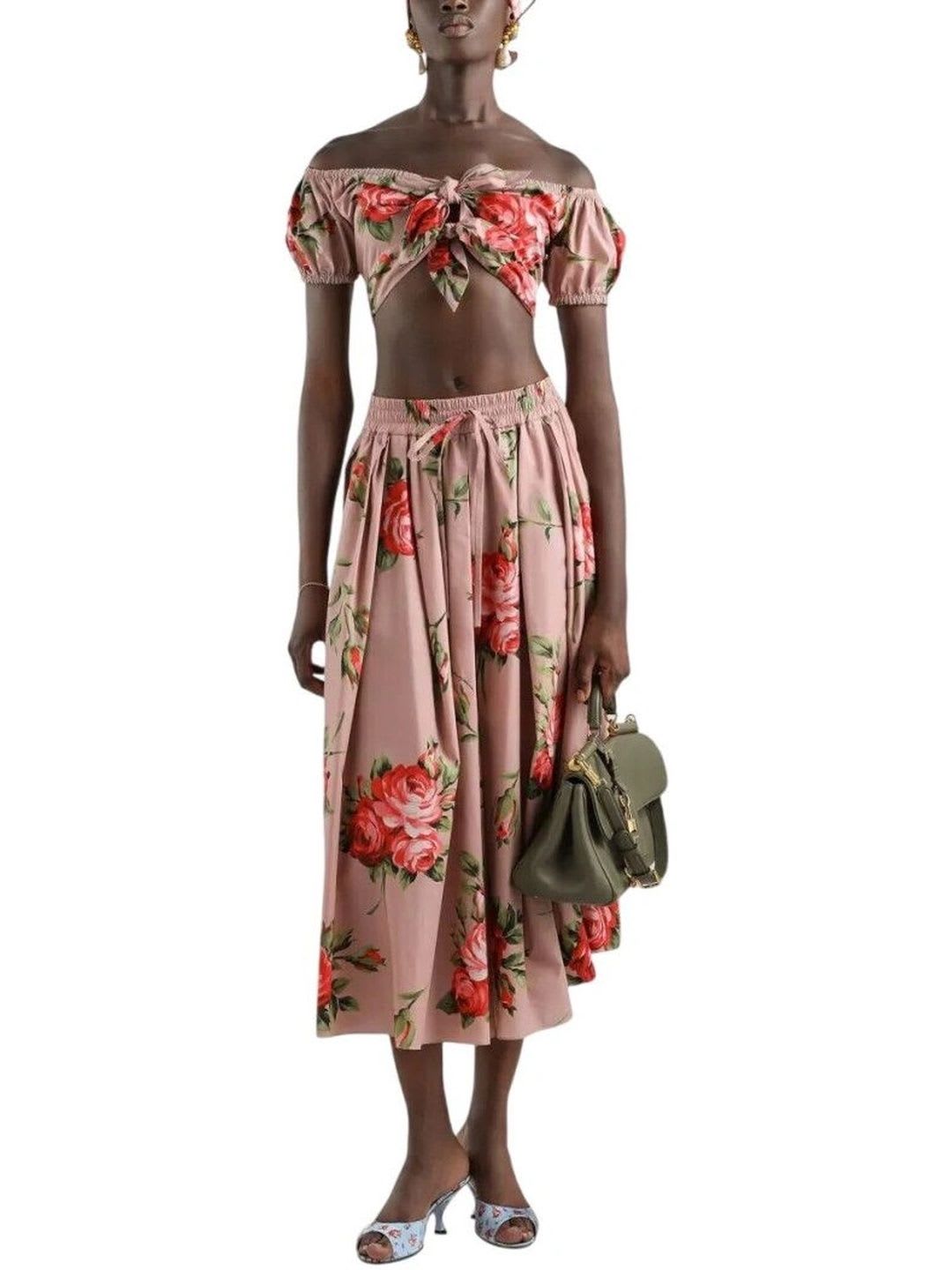 Dolce & Gabbana Women Cotton Floral Midi Flared Skirt - default view