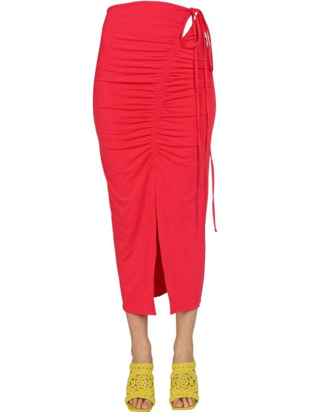 Self-Portrait Women Ruched Front Slit Midi Straight Skirt - default view