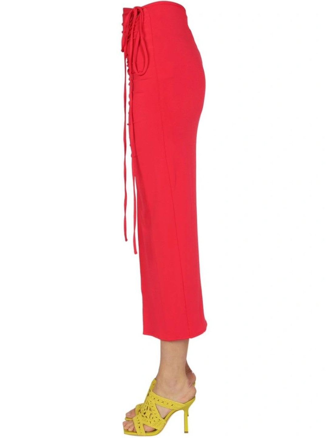 Self-Portrait Women Ruched Front Slit Midi Straight Skirt - back view