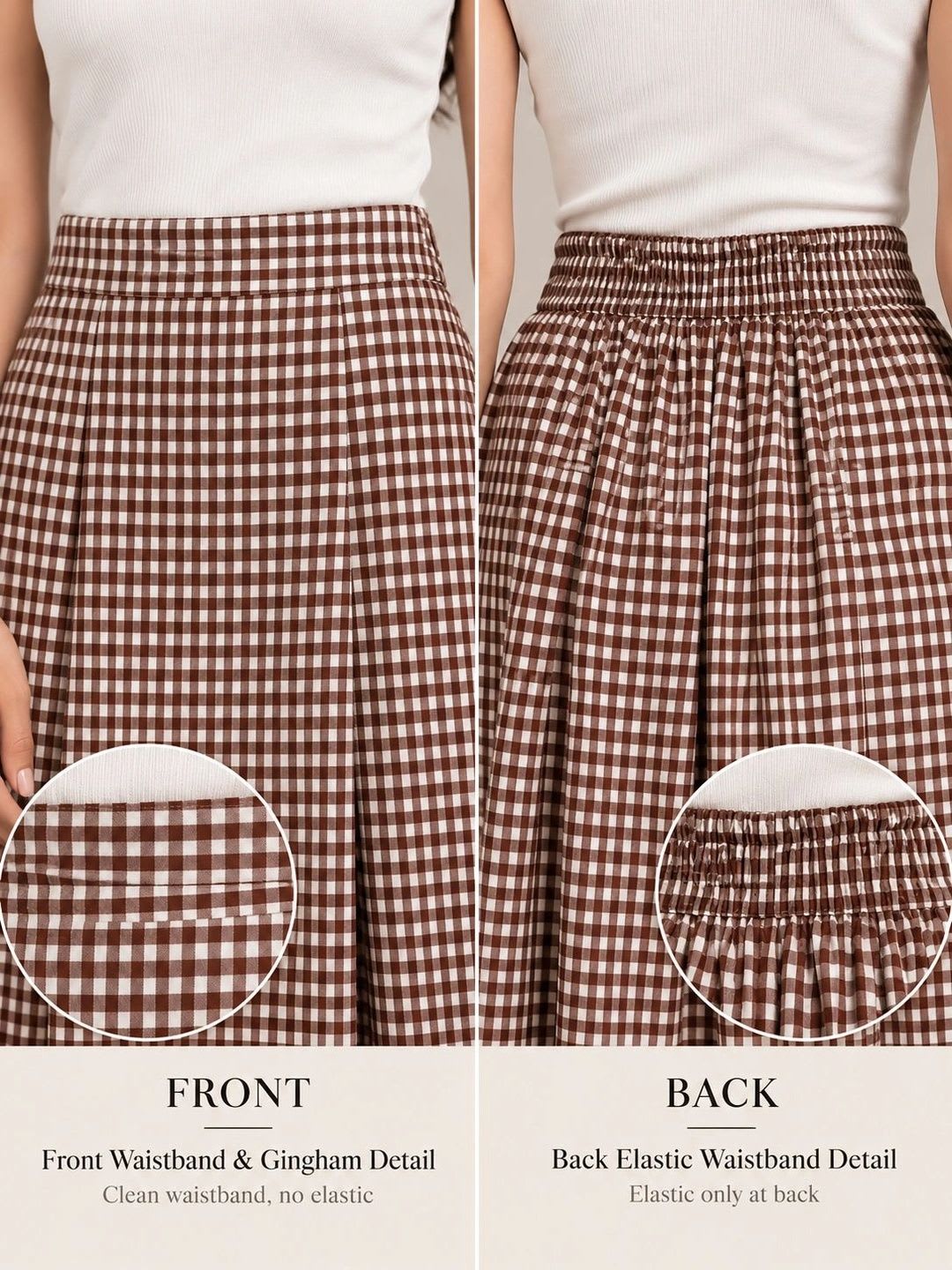 BLUE PIEGEON Women Pure Cotton Blend Checked Maxi Flared Skirt - right view