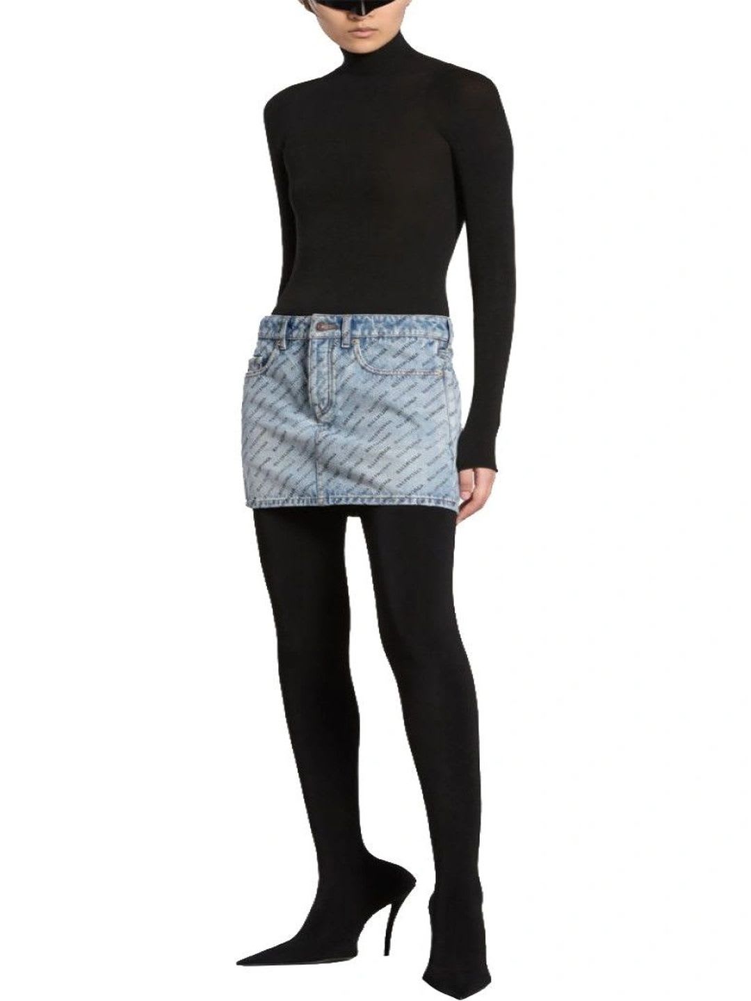 Balenciaga Women Cotton Graphic Typography or Slogan Print Mini A-Line Skirt - default view