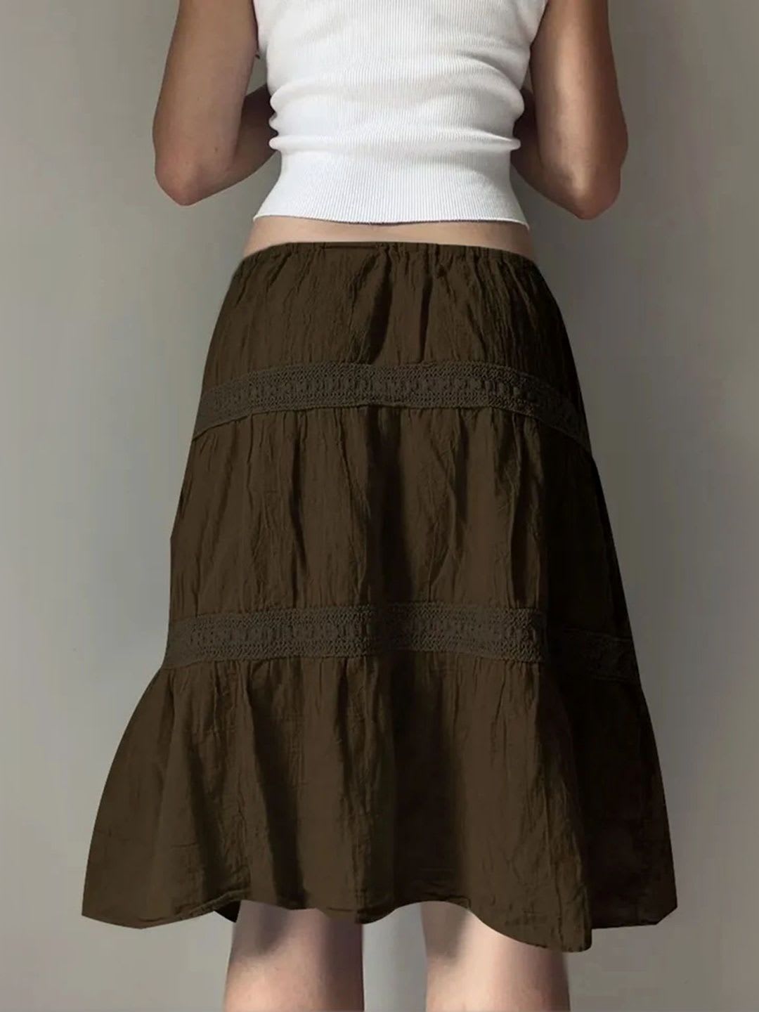 LULU & SKY Women Tiered Midi Flared Skirt - back view