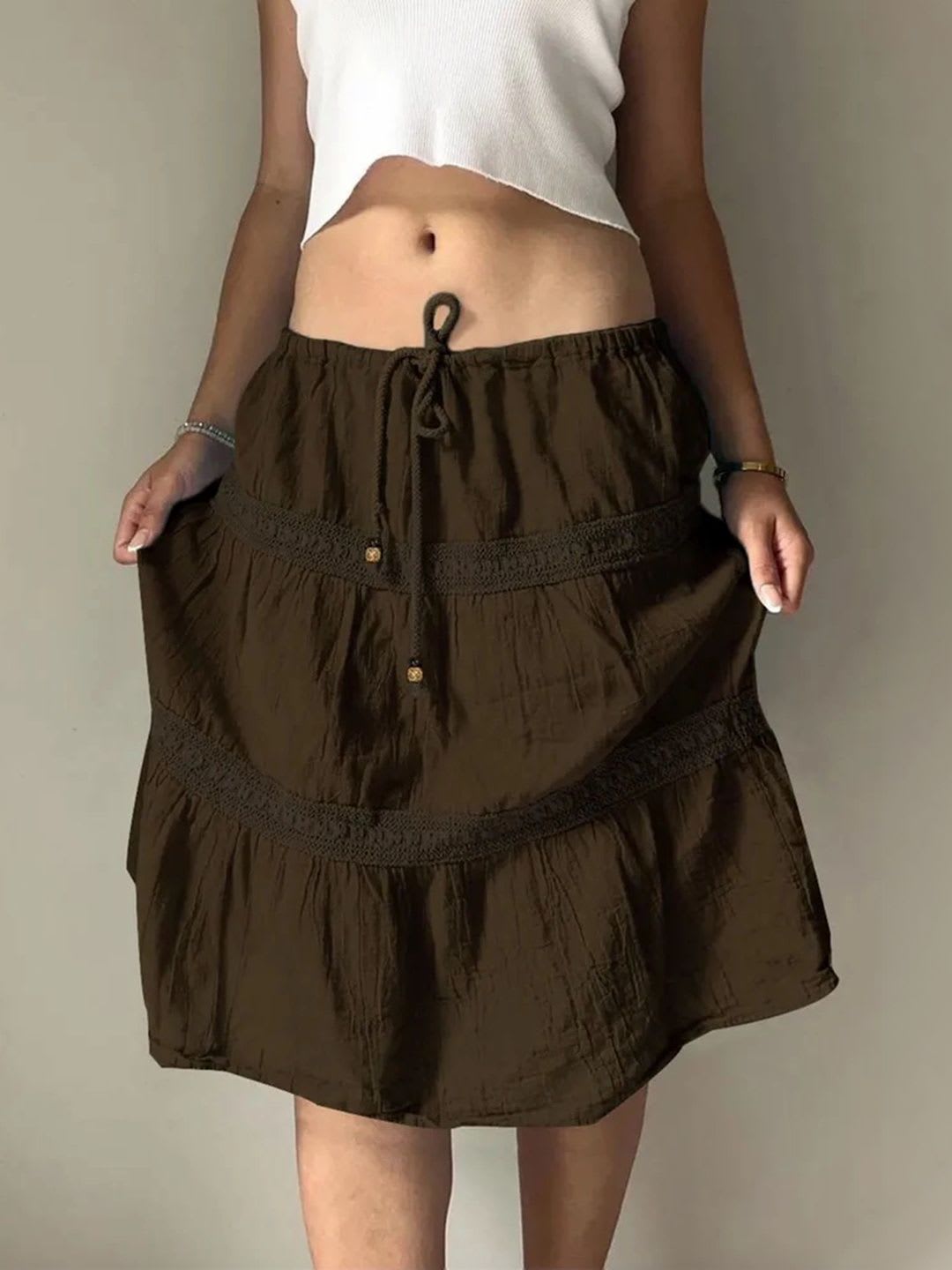 LULU & SKY Women Tiered Midi Flared Skirt - left view