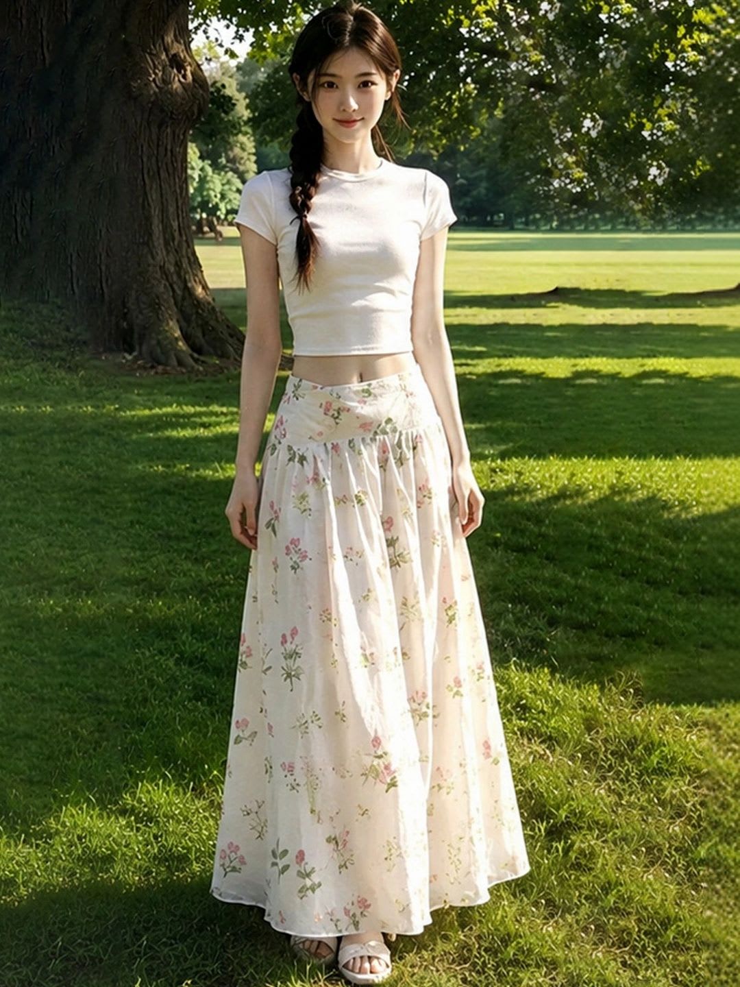 LULU & SKY Women Floral Maxi Flared Skirt - default view