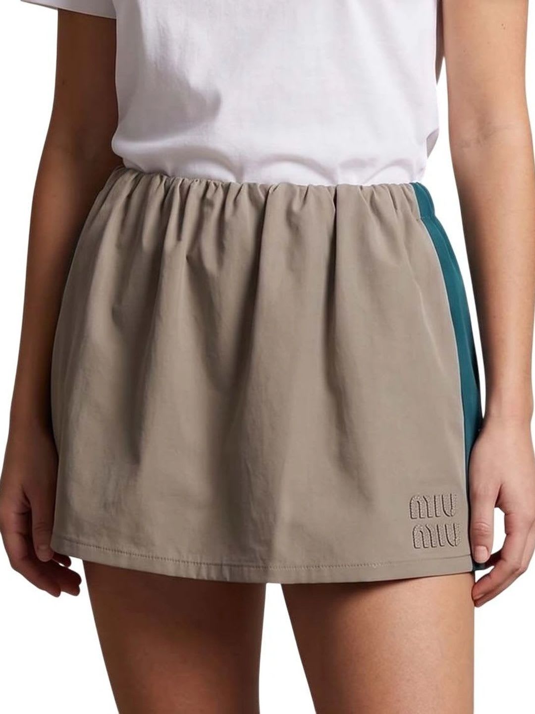 Miu Miu Women Cotton Colourblocked Mini A-Line Skirt - back view