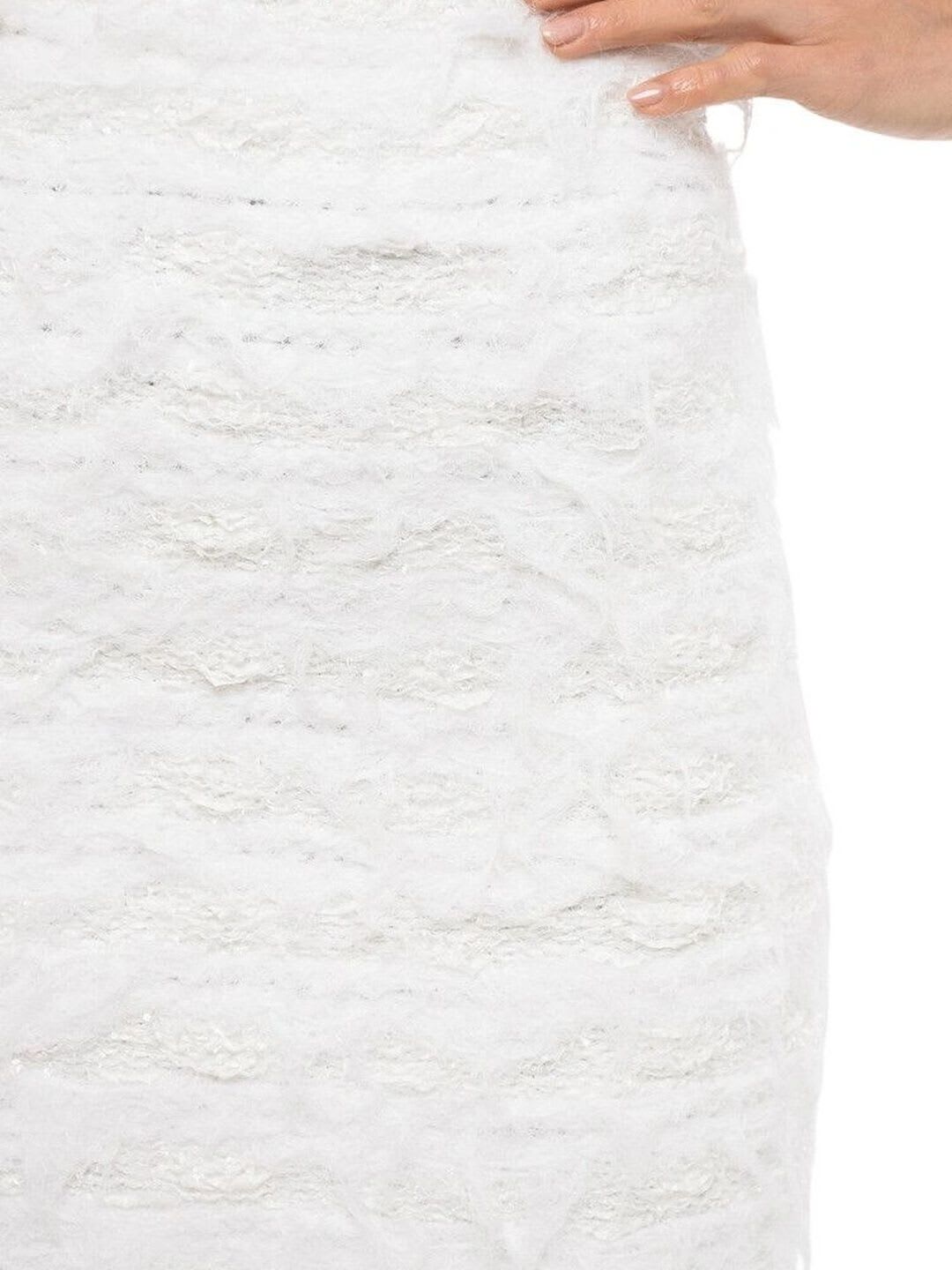 Balmain Women Frayed Denim Mini Straight Skirt - back view
