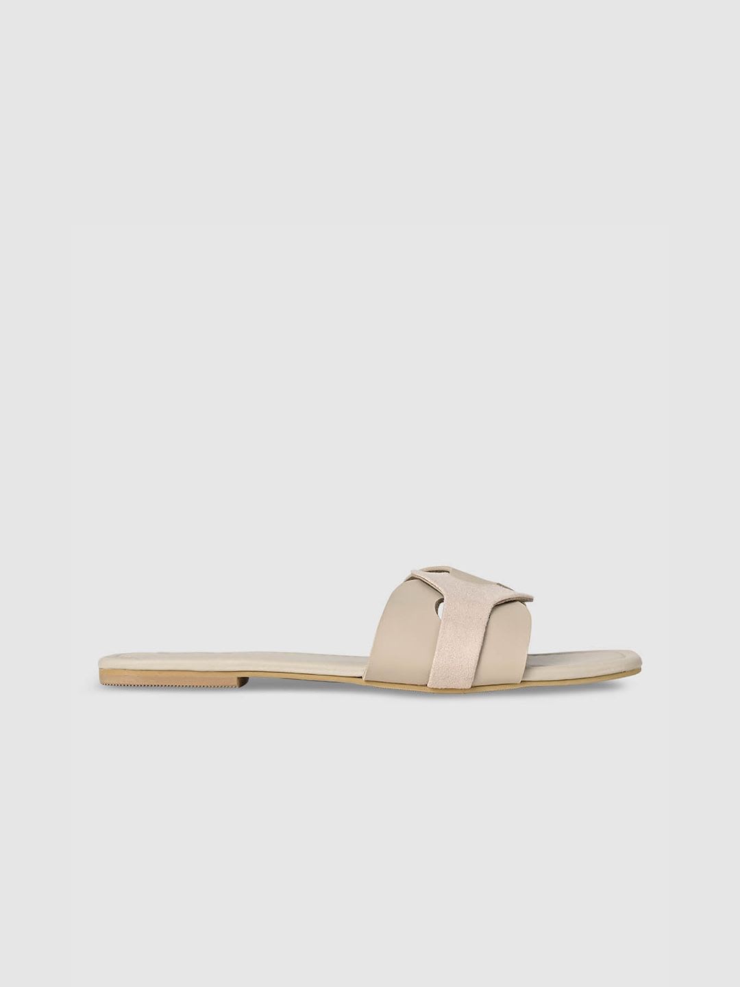 CAI Women Beige Open Toe Flats - back view