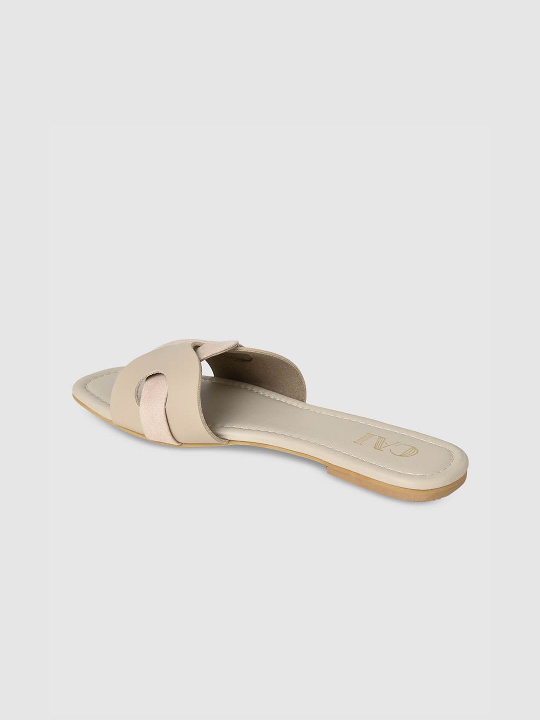 CAI Women Beige Open Toe Flats - left view