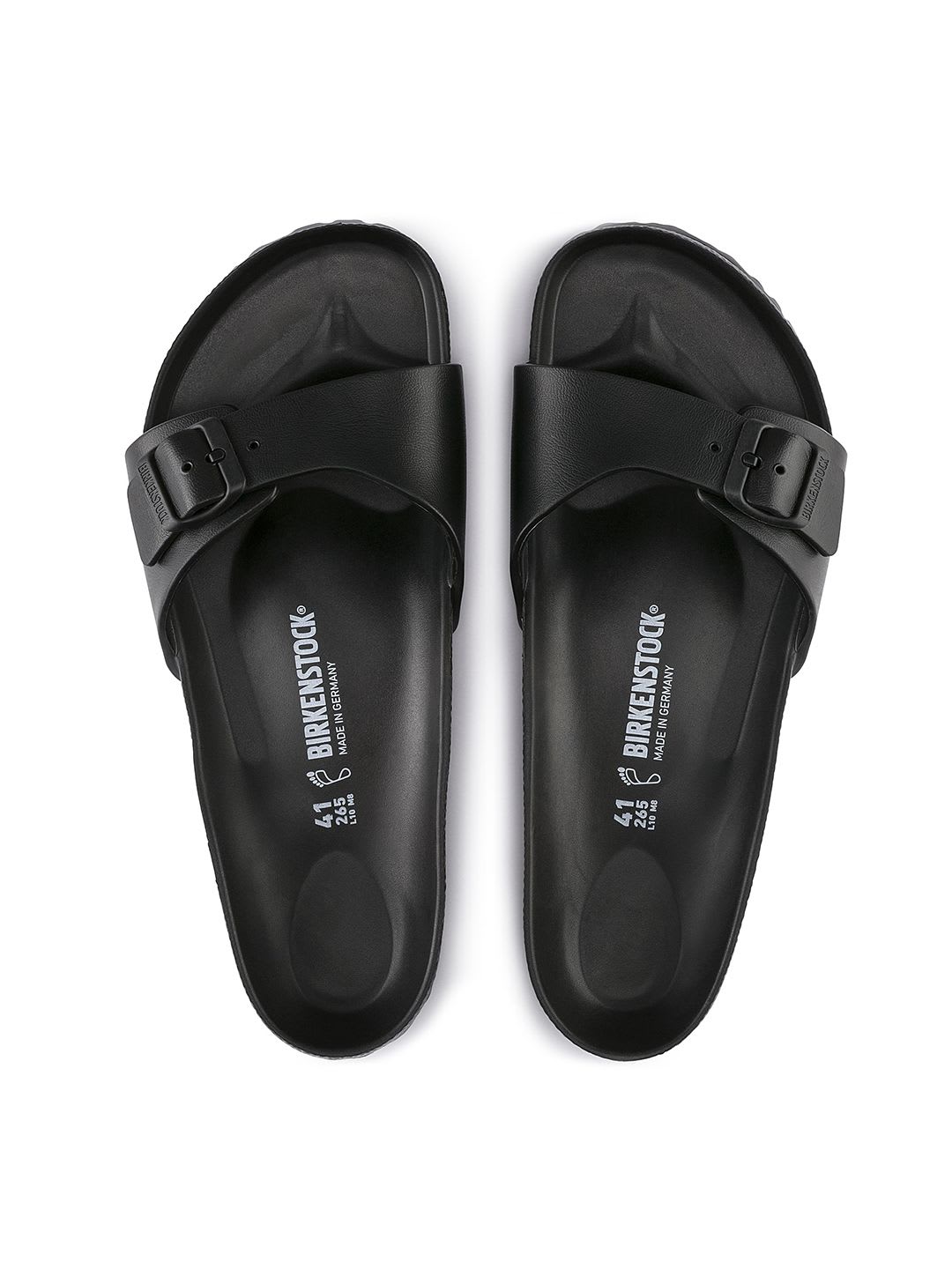 Birkenstock Women Black Solid Lightweight Waterproof Madrid Eva Open Toe Narrow Width Flat - back view