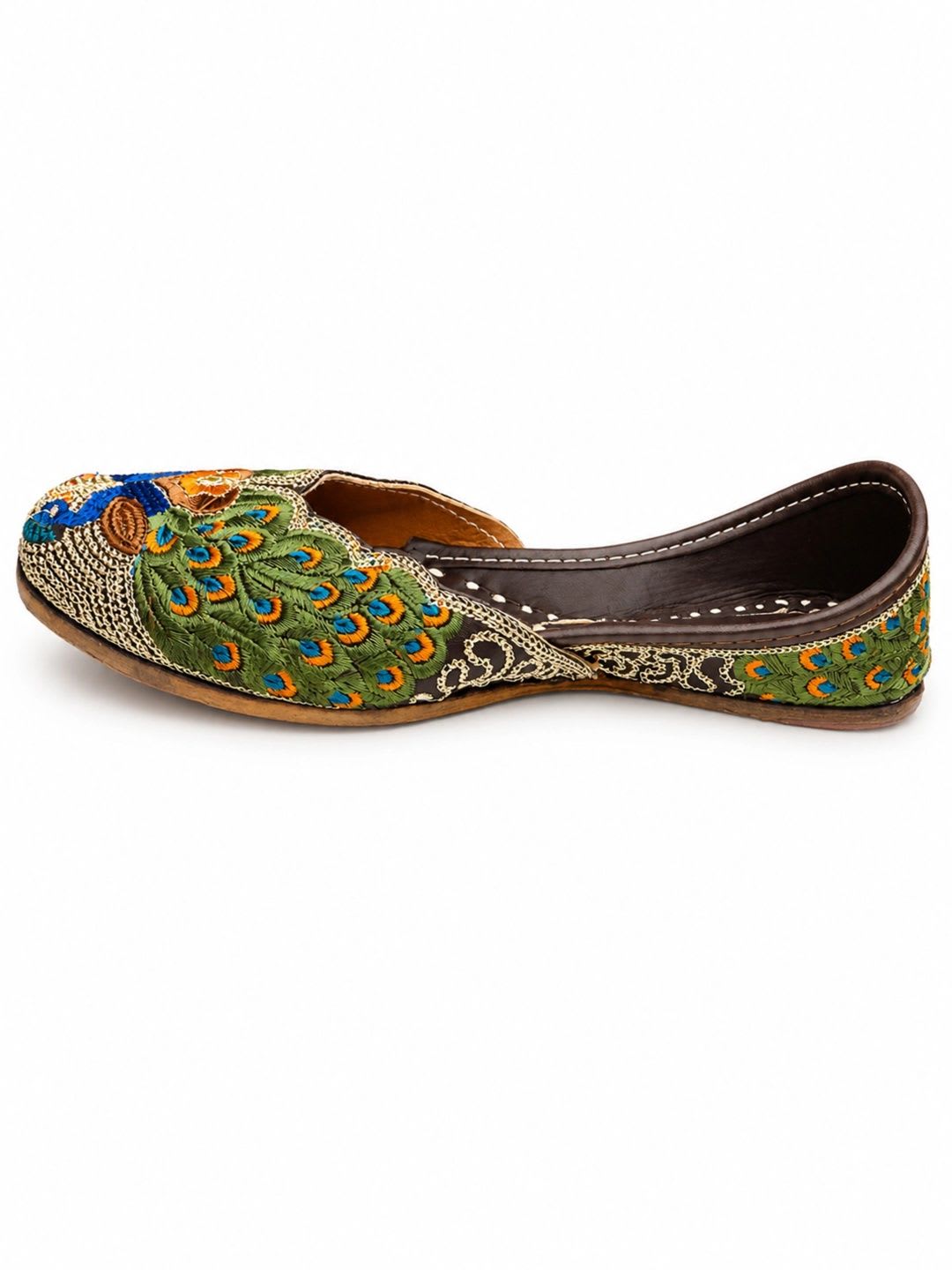House of Pataudi Women Embellished Ethnic Mojaris with Embroidered Flats - back view