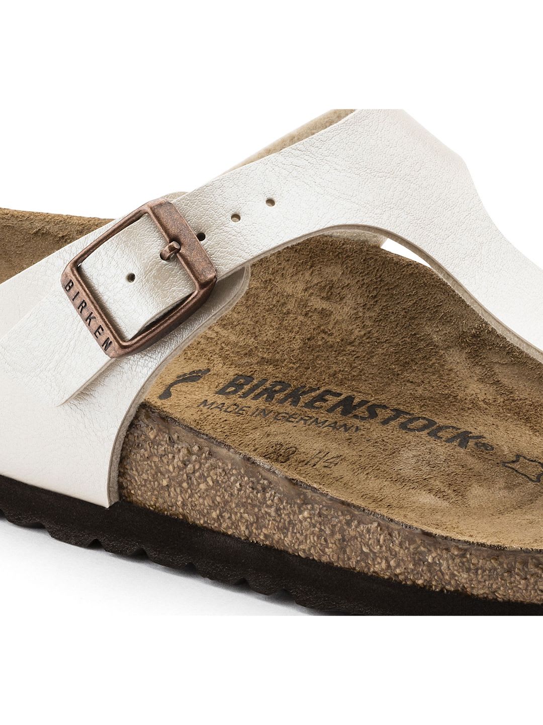 Birkenstock Gizeh Graceful Pearl White Regular Width Birko-Flor Thong Sandals - left view
