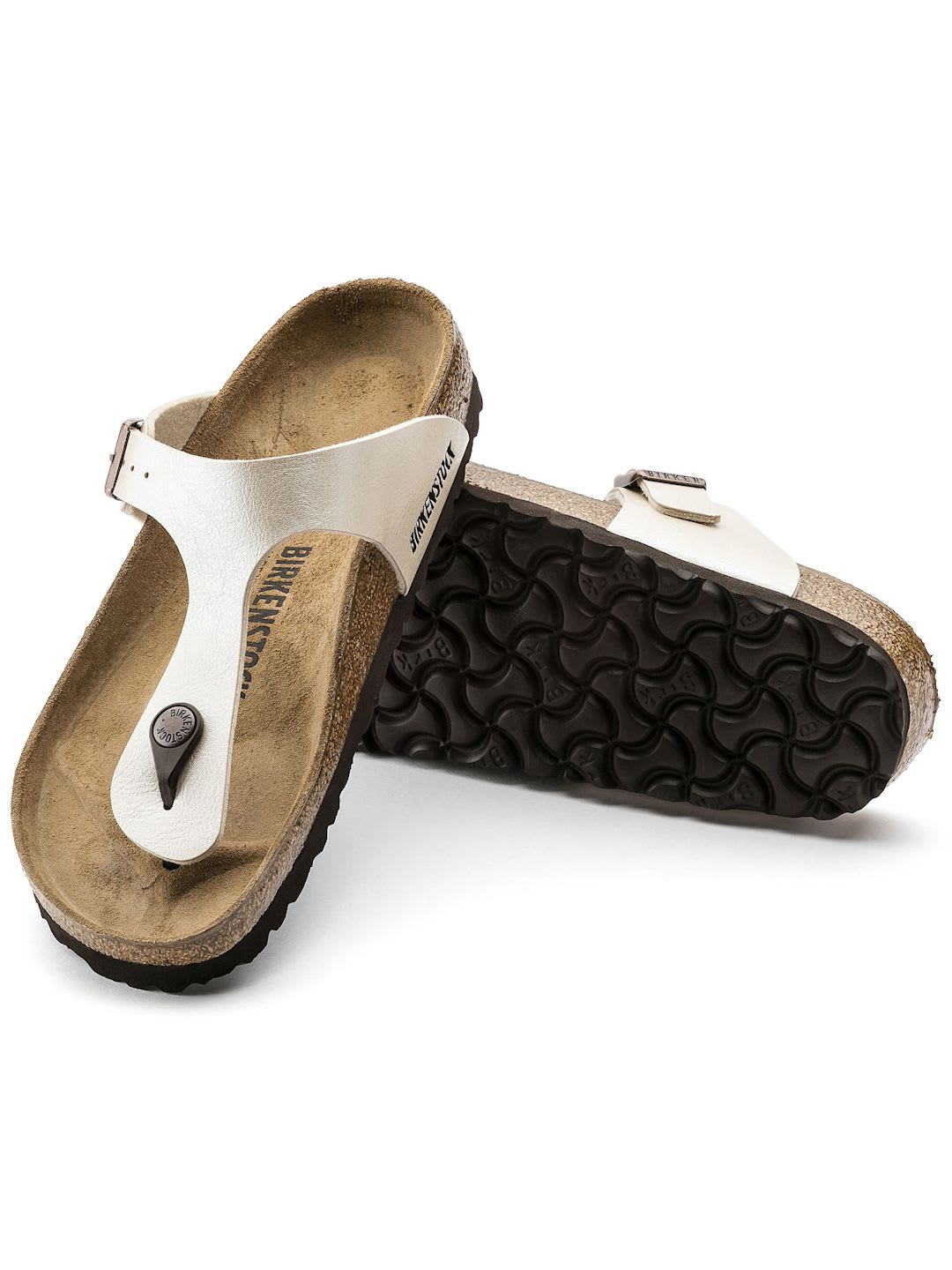 Birkenstock Gizeh Graceful Pearl White Regular Width Birko-Flor Thong Sandals - back view