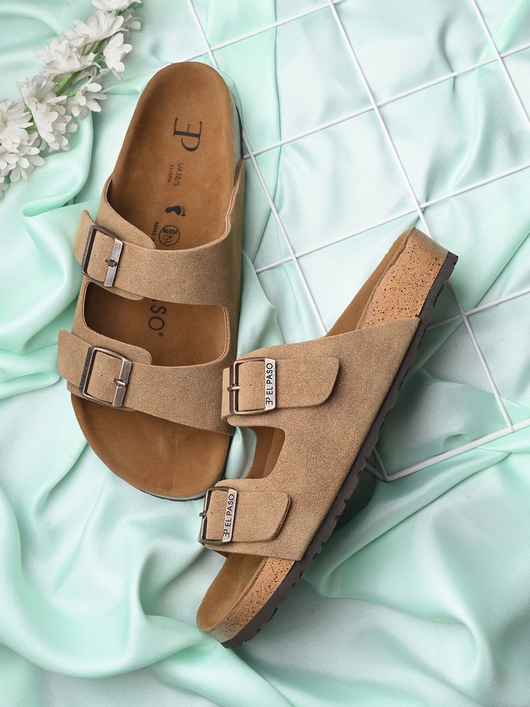 El Paso Buckles Open Toe Flats - default view