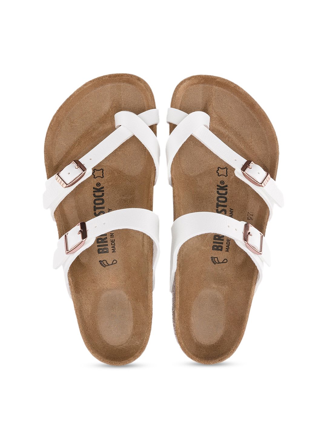 Birkenstock Mayari White Regular Width Birko-Flor Thong Sandals - back view