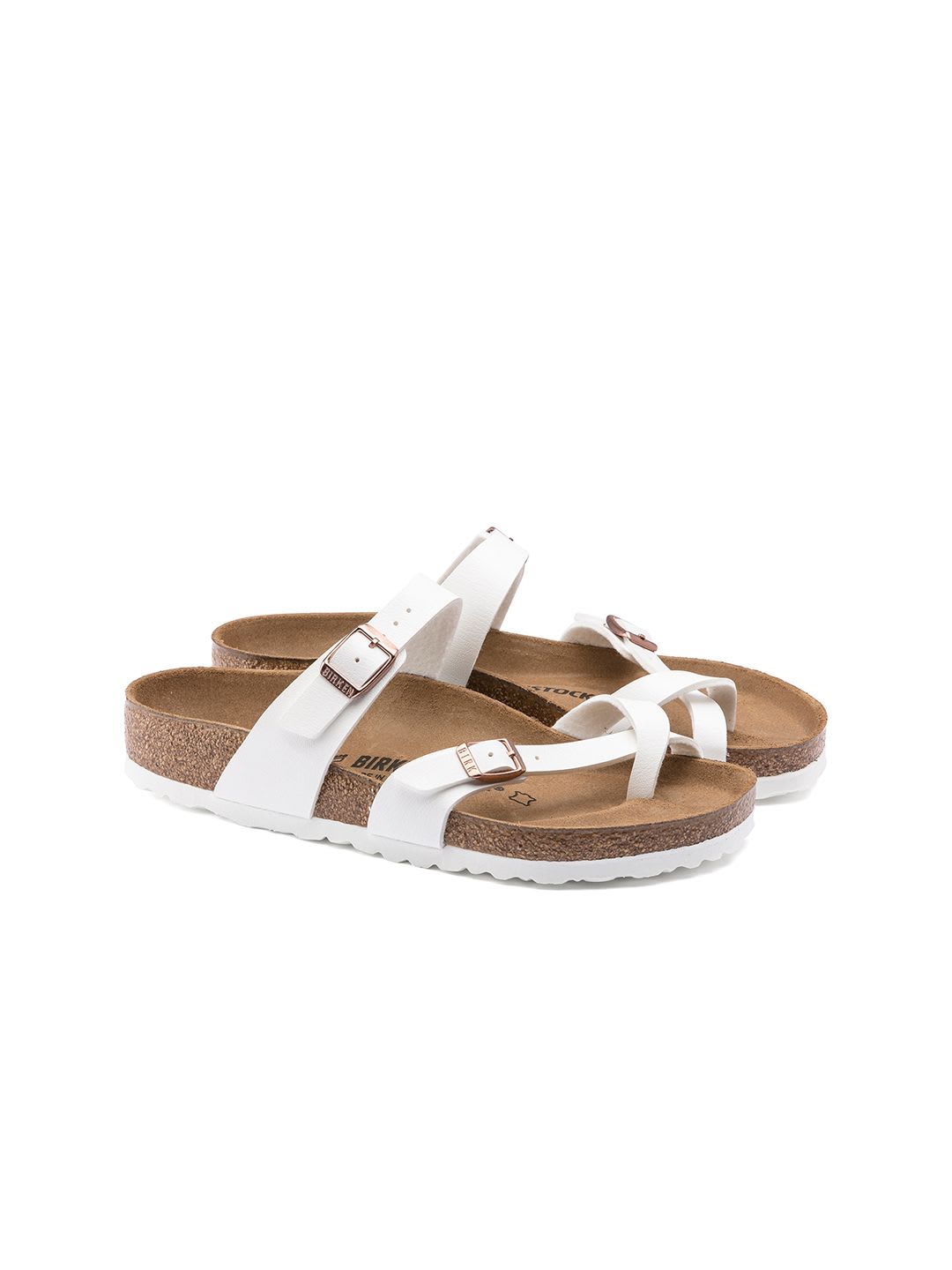 Birkenstock Mayari White Regular Width Birko-Flor Thong Sandals - left view