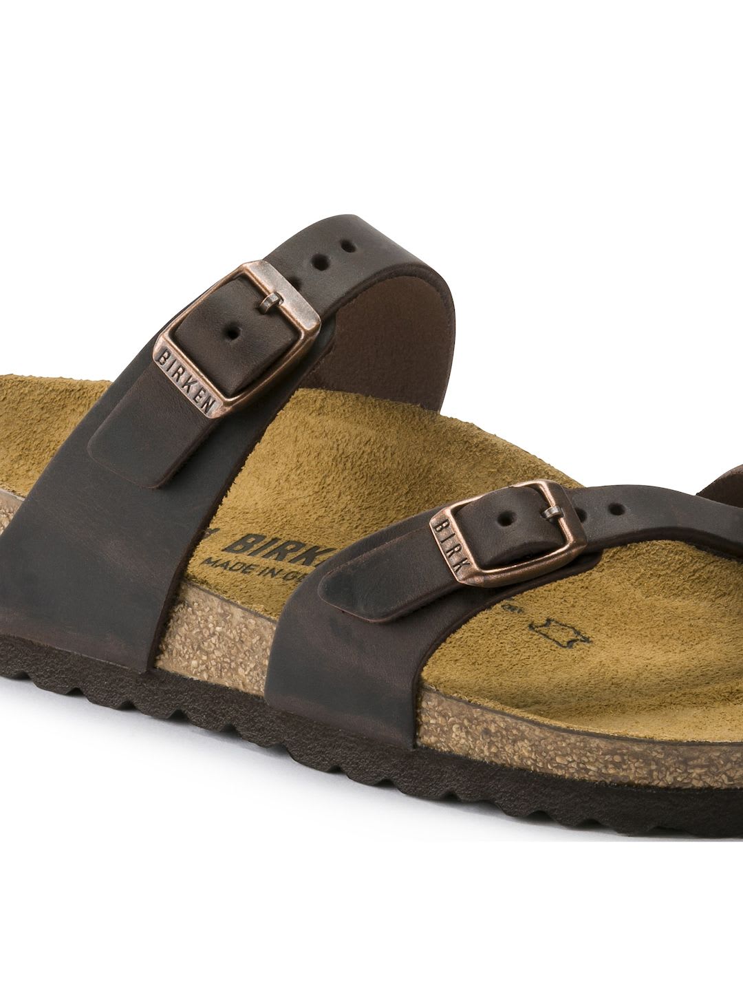 Birkenstock Mayari Habana Regular Width Oiled Leather Thong Sandals - left view
