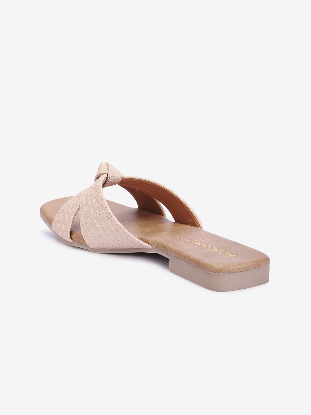 DressBerry Beige Textured Open Toe Flats - right view
