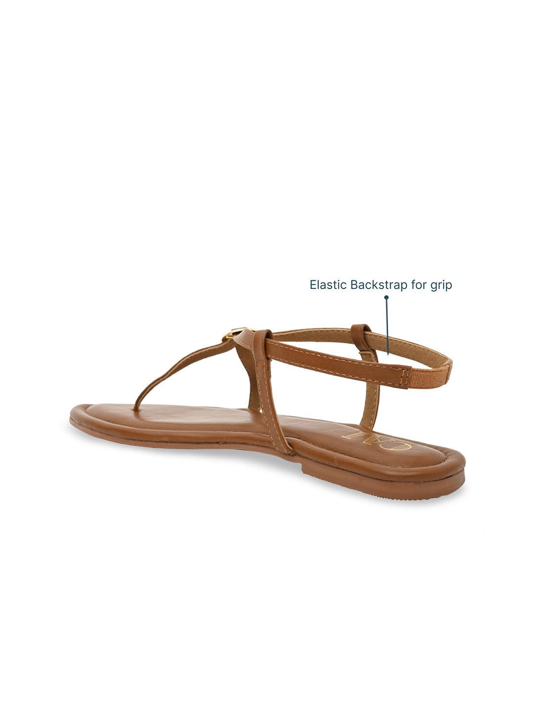 CAI Buckled Tan Strap Flats - back view