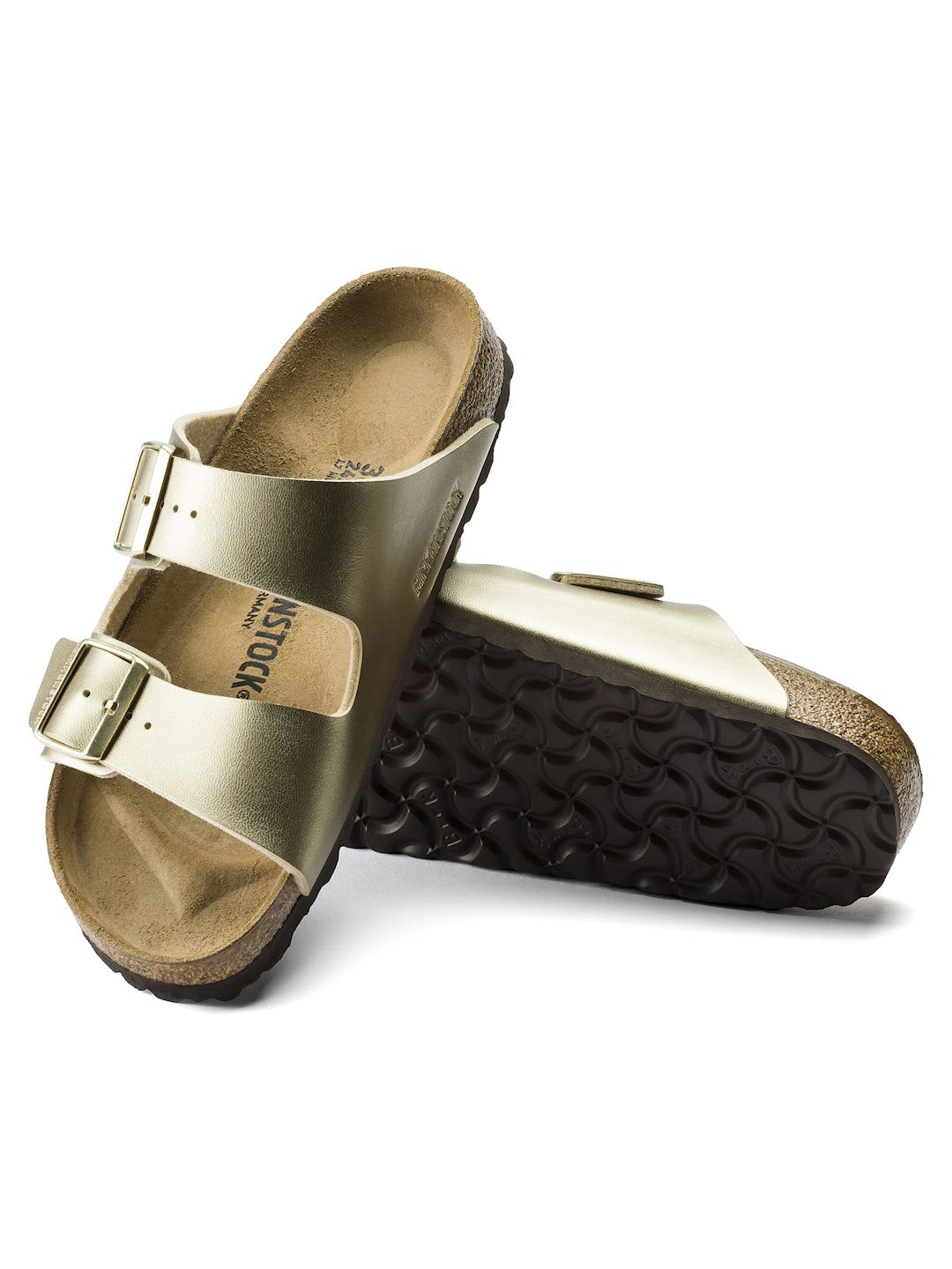 Birkenstock Arizona Gold Narrow Width Birko-Flor Two-Strap Sandals - back view