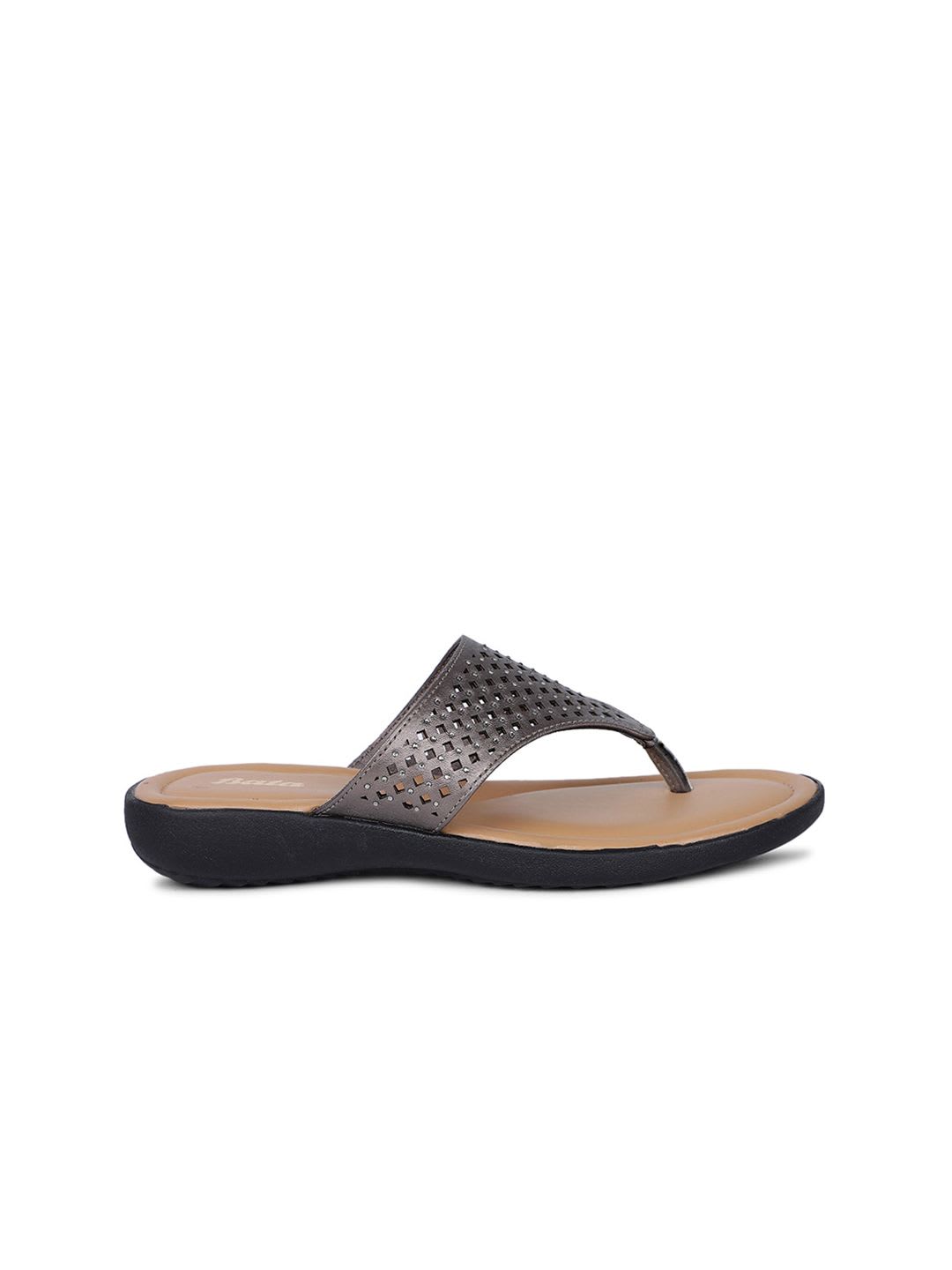 Bata Women Open Toe Flats with Laser Cuts - back view