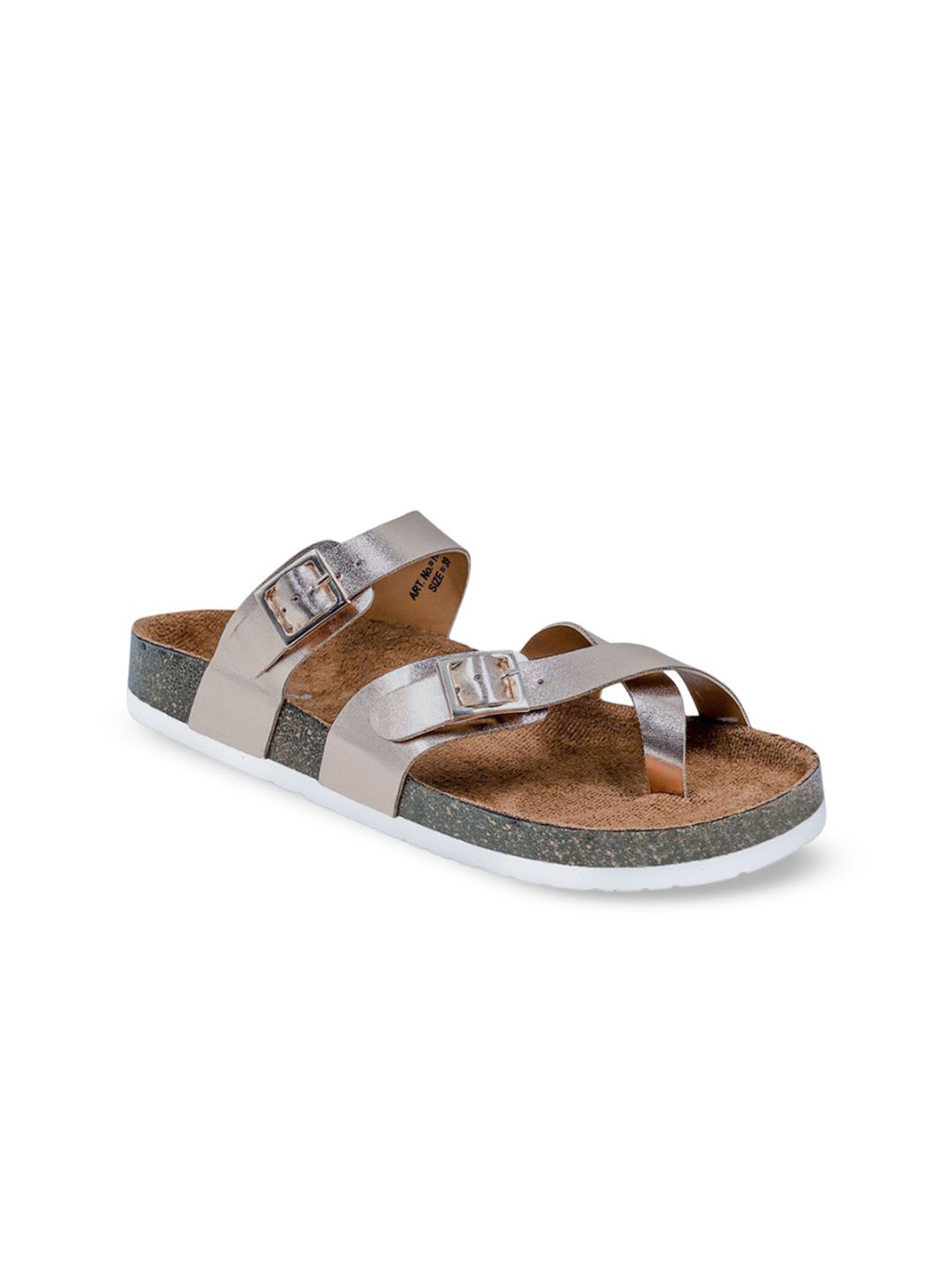 LYDC Women Rose Gold Comfort EVA Flat Sandals With Buckles - back view