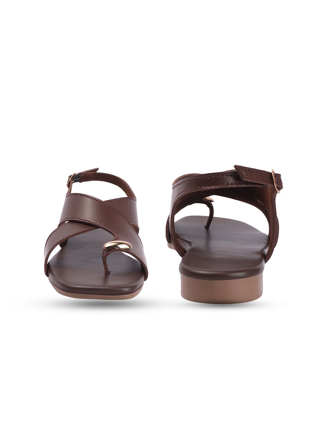 AVIVASTYLE Women One Toe Flats with Buckles - back view