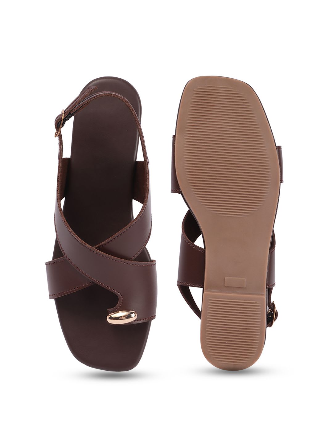 AVIVASTYLE Women One Toe Flats with Buckles - left view