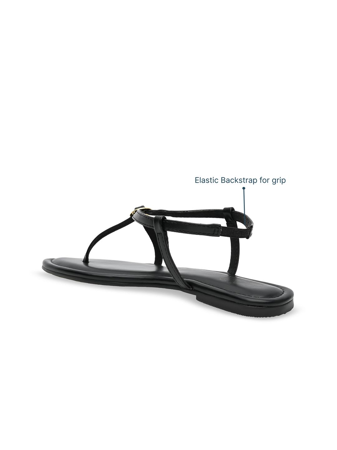CAI Buckled Black Strap Flats - back view