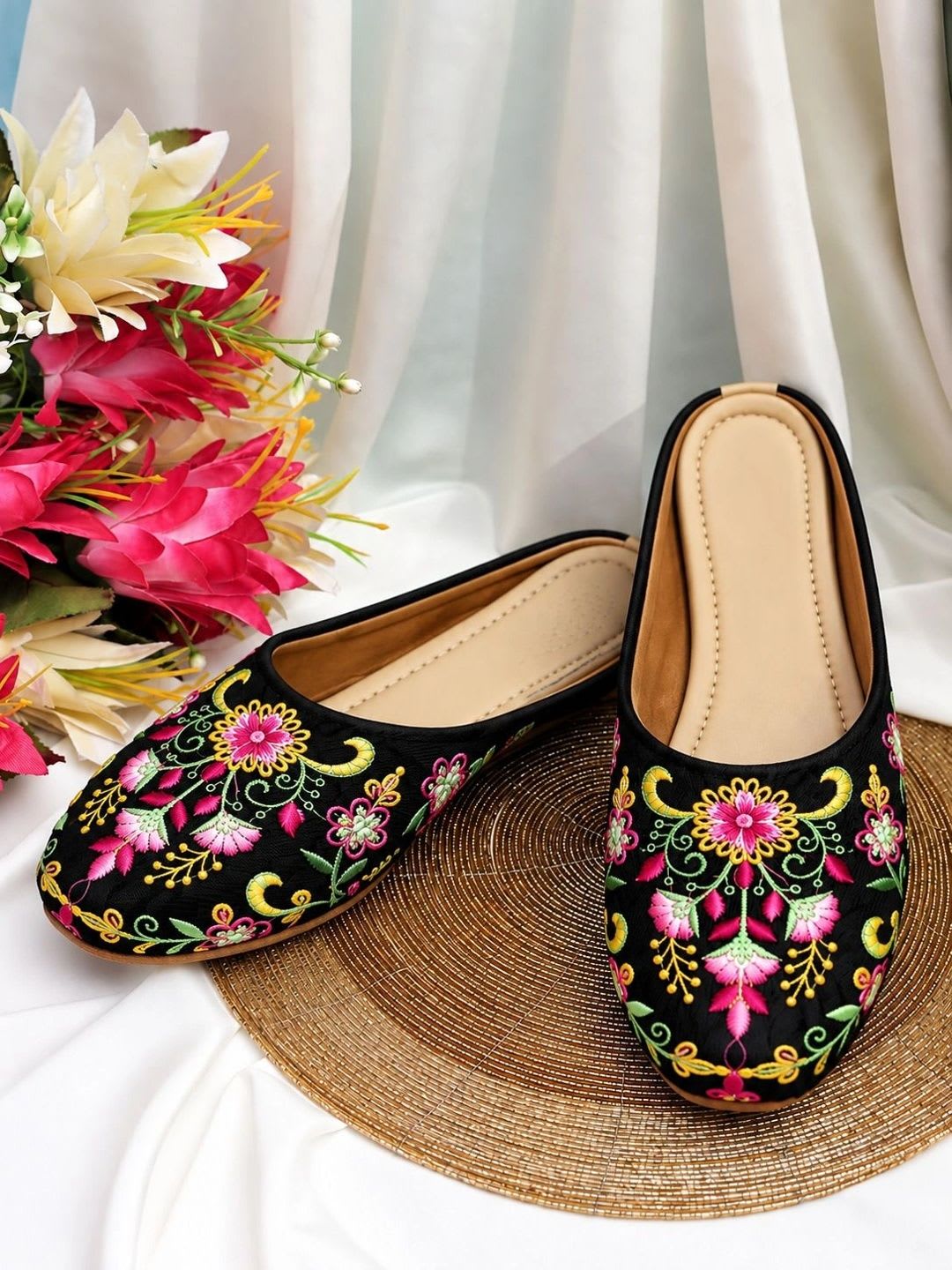 Sangria Women Embellished Ethnic Mules with Embroidered Flats - default view
