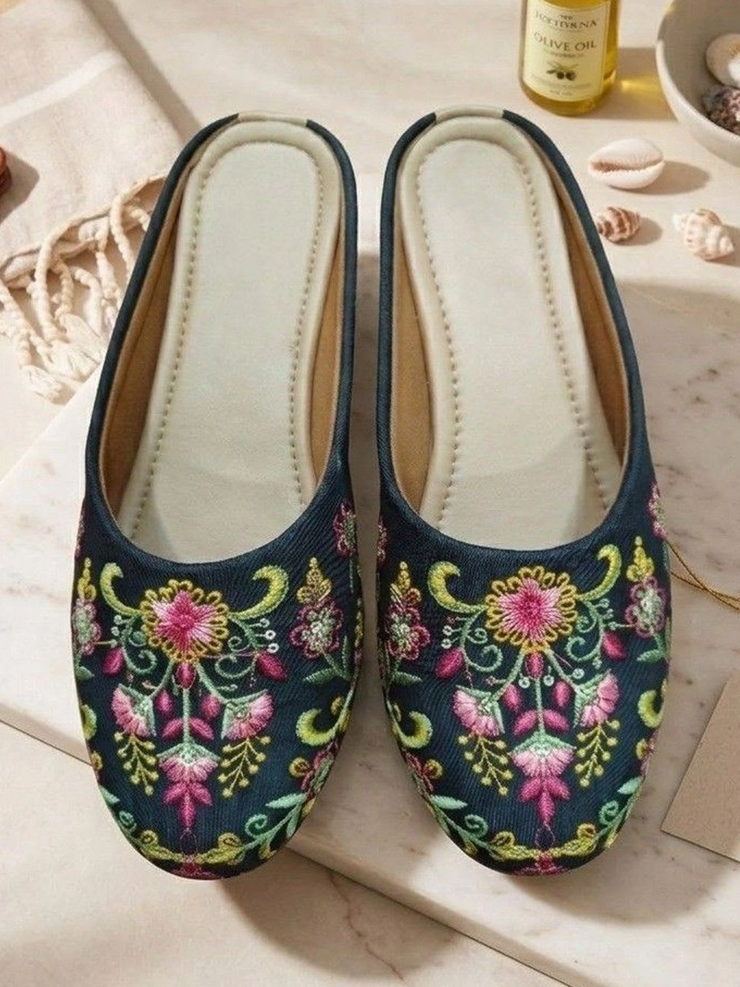 Sangria Women Embellished Ethnic Mules with Embroidered Flats - right view