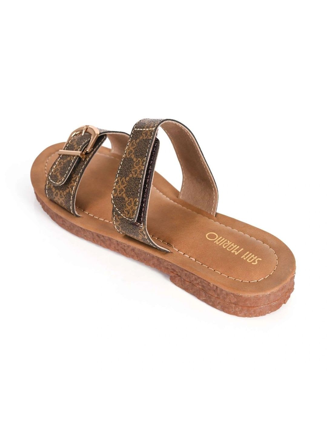 San Marino by Shoe Bank Women Printed Open Toe Flats with Buckles - left view