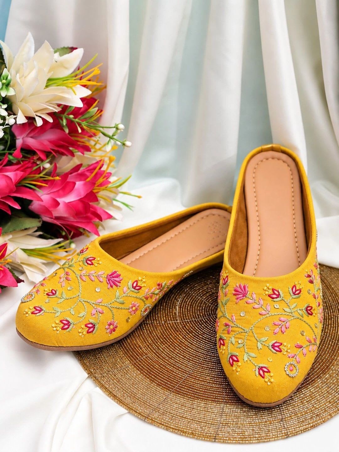Sangria Women Embellished Ethnic Mules with Embroidered Flats - default view