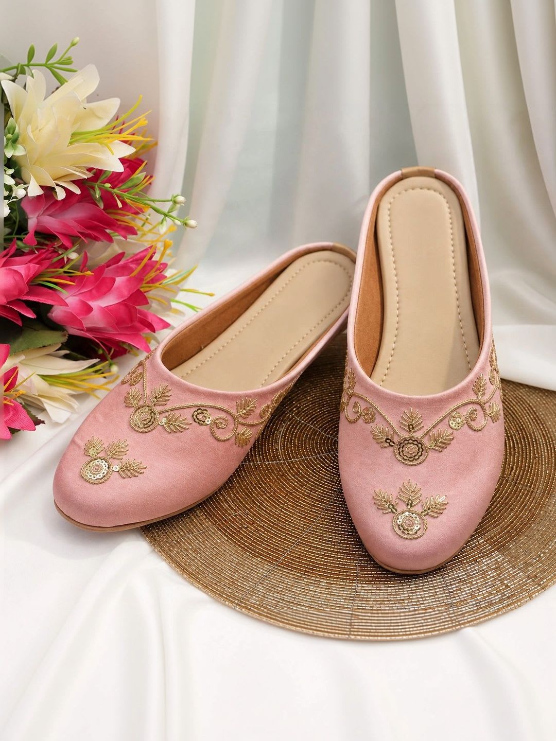 Sangria Women Embellished Ethnic Mules with Embroidered Flats - default view