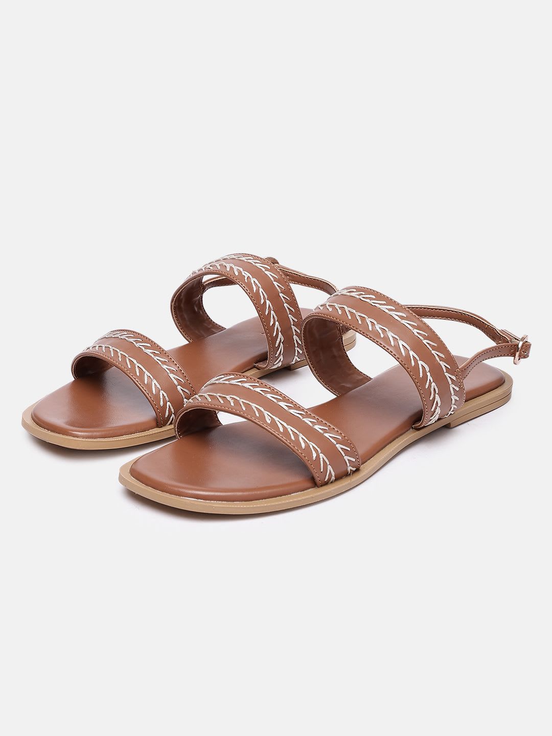 glitchez Women Embroidered Open Toe Flats - default view