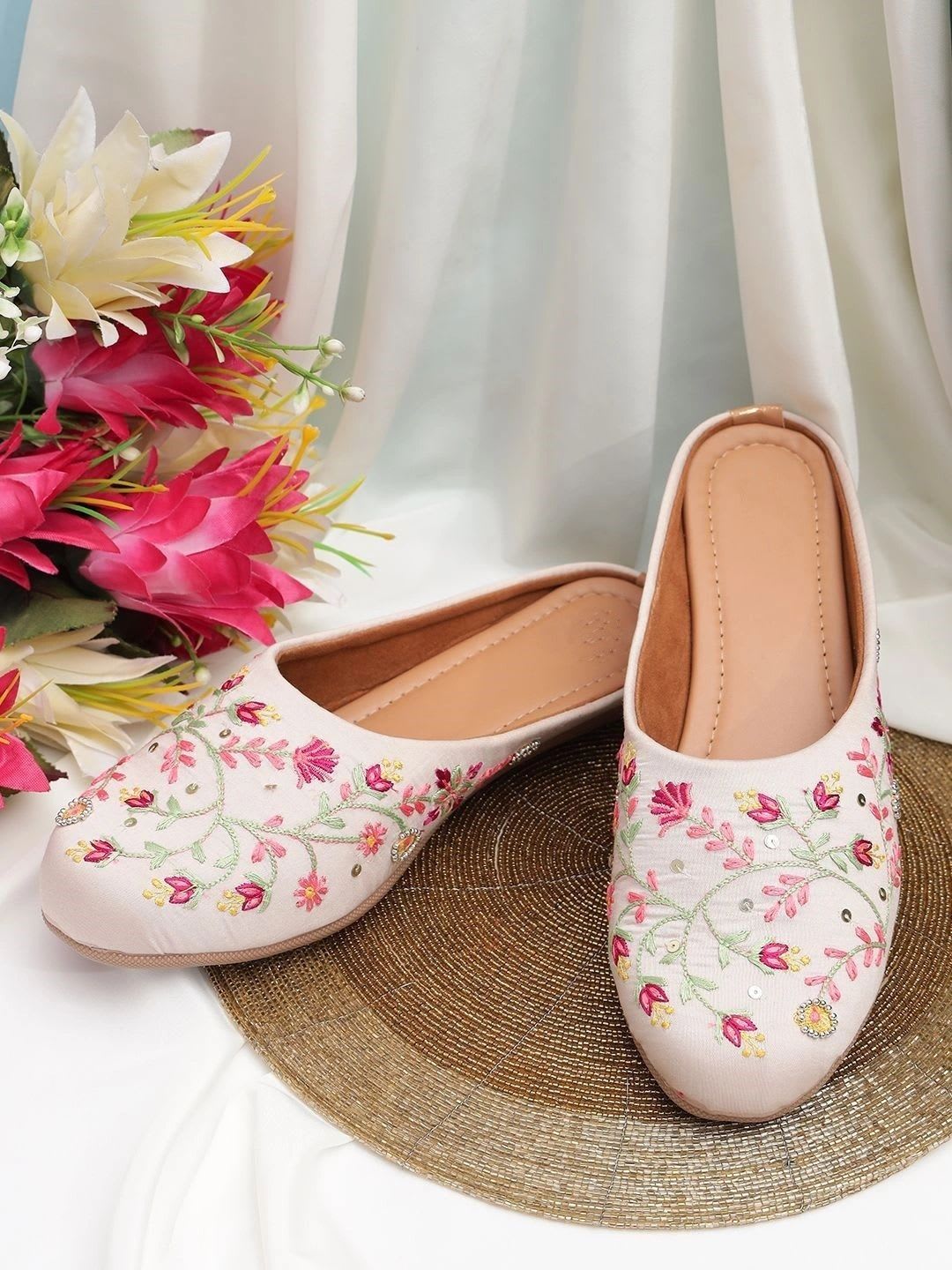 Sangria Women Embellished Ethnic Mules with Embroidered Flats - default view