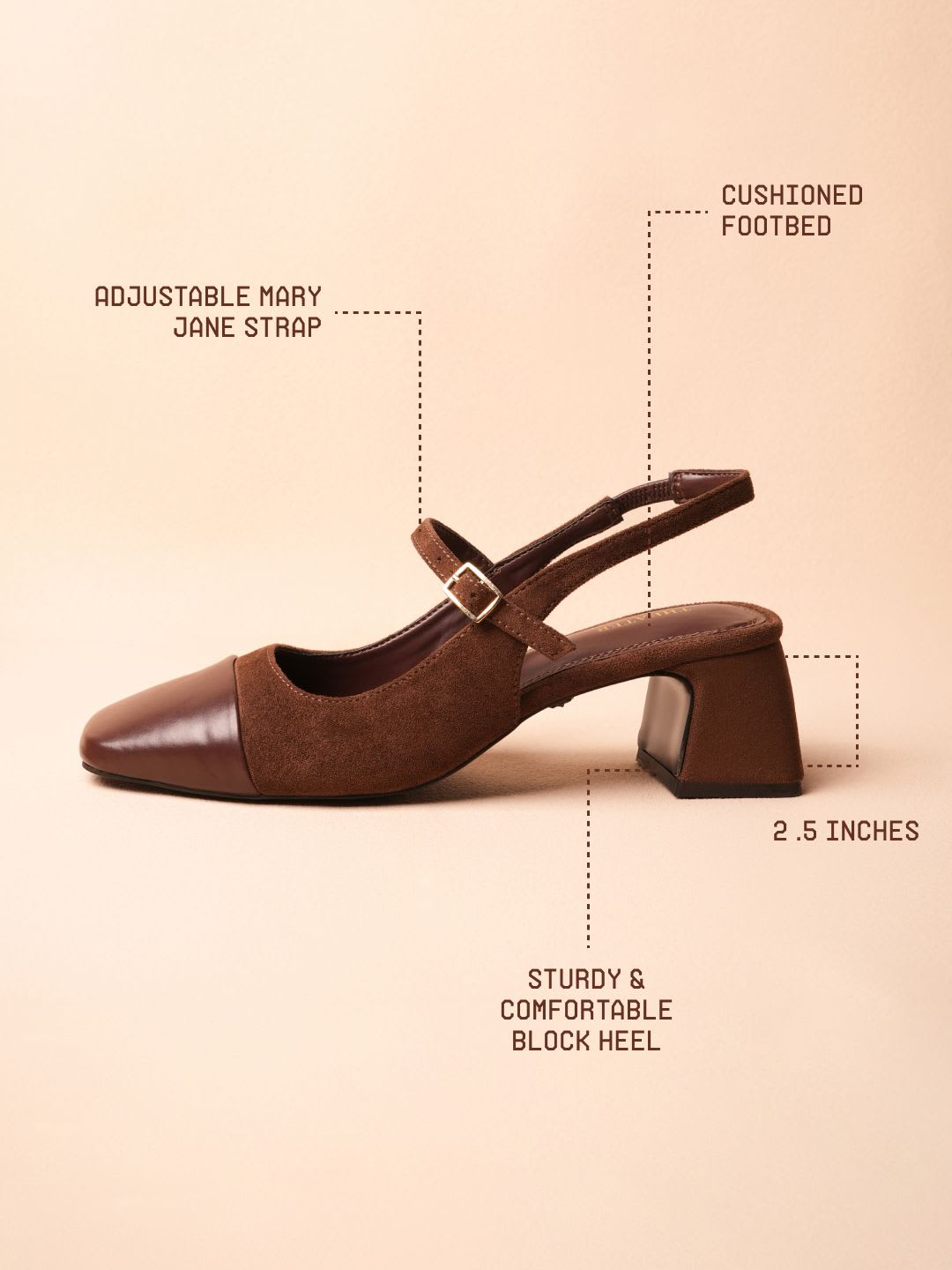 Theater Women Twiggy Madame Sousatzka Brown Mary Jane Slingback Heels - back view