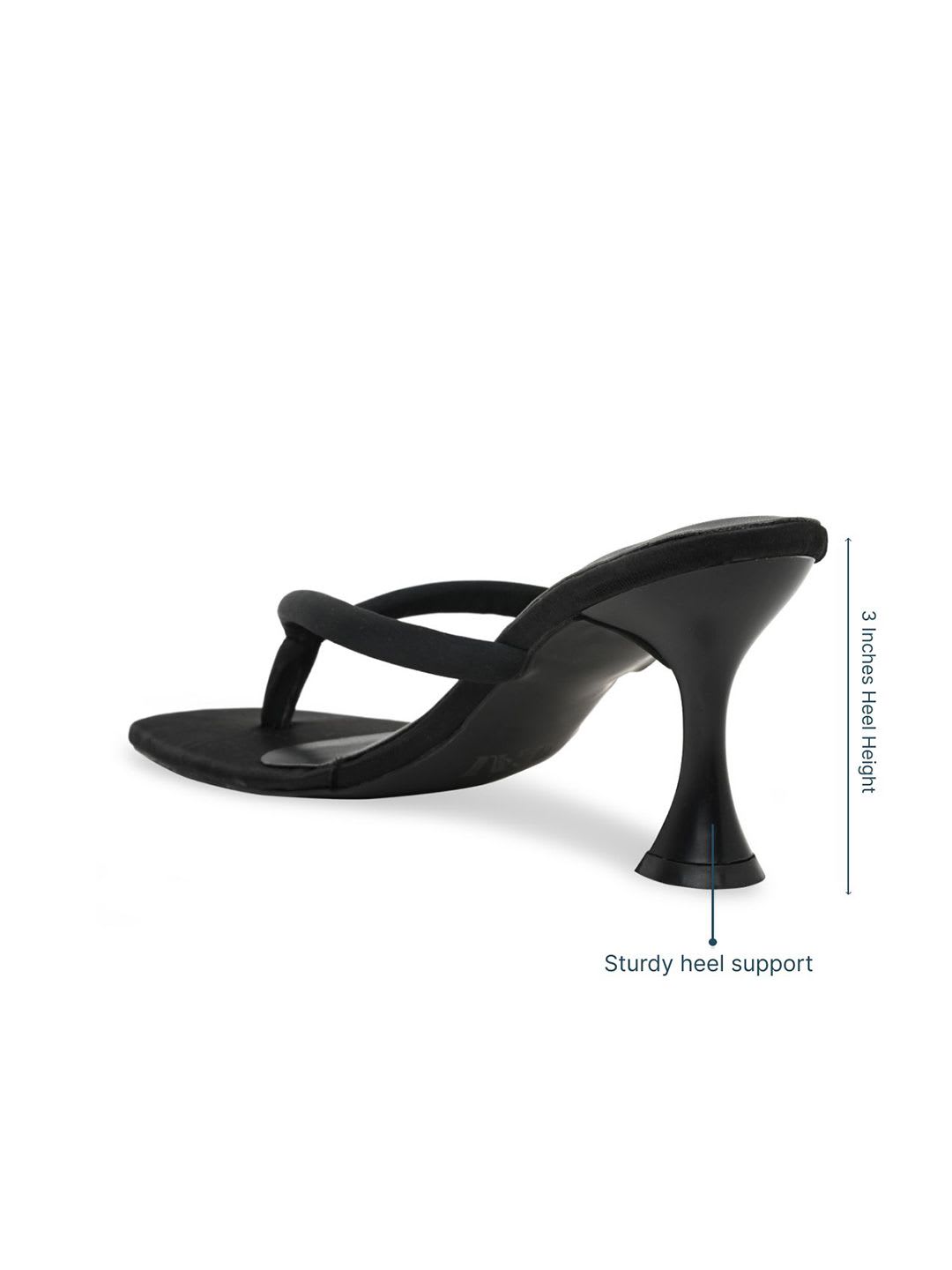 CAI Midnight Satin Thong Heels - back view