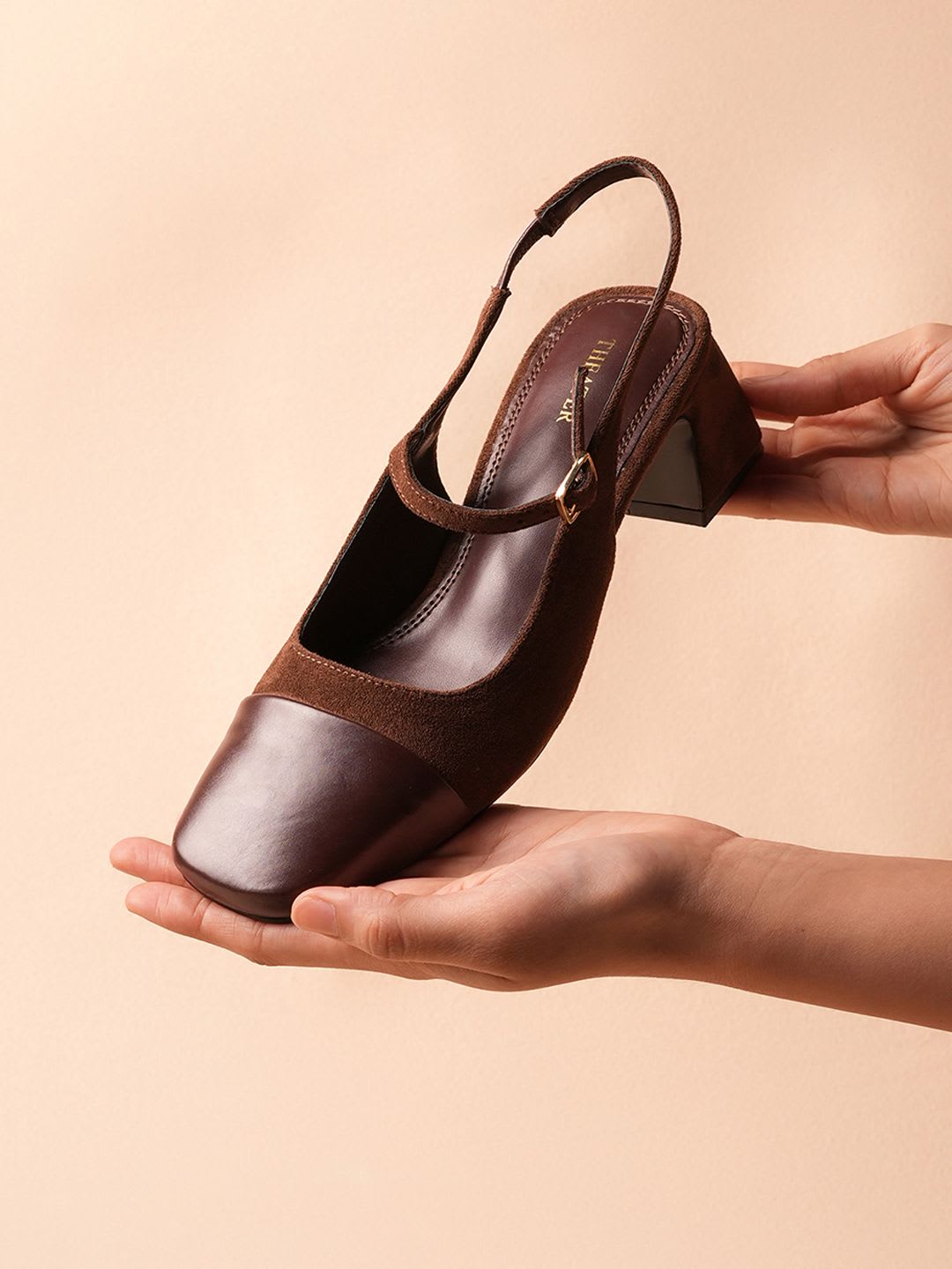 Theater Women Twiggy Madame Sousatzka Brown Mary Jane Slingback Heels - left view