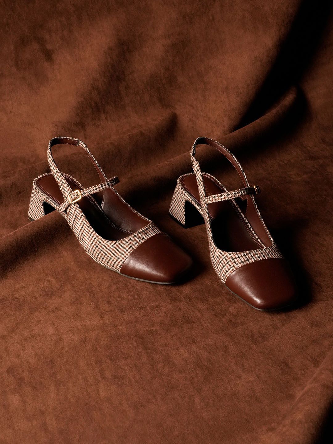 Theater Women Brown Twiggy Match Girl Mary Jane Block Vegan Heels - right view