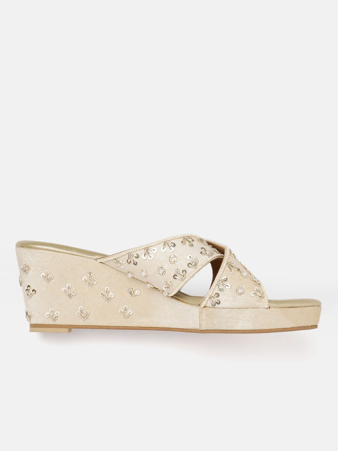House of Pataudi Embellished  Wedges - back view