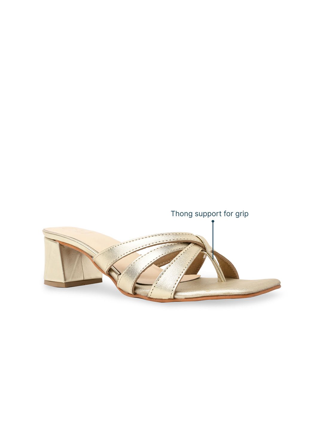 CAI Women Gold Caged Open Toe Block Heel Heels - back view