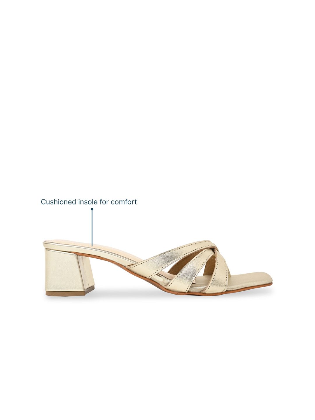 CAI Women Gold Caged Open Toe Block Heel Heels - right view