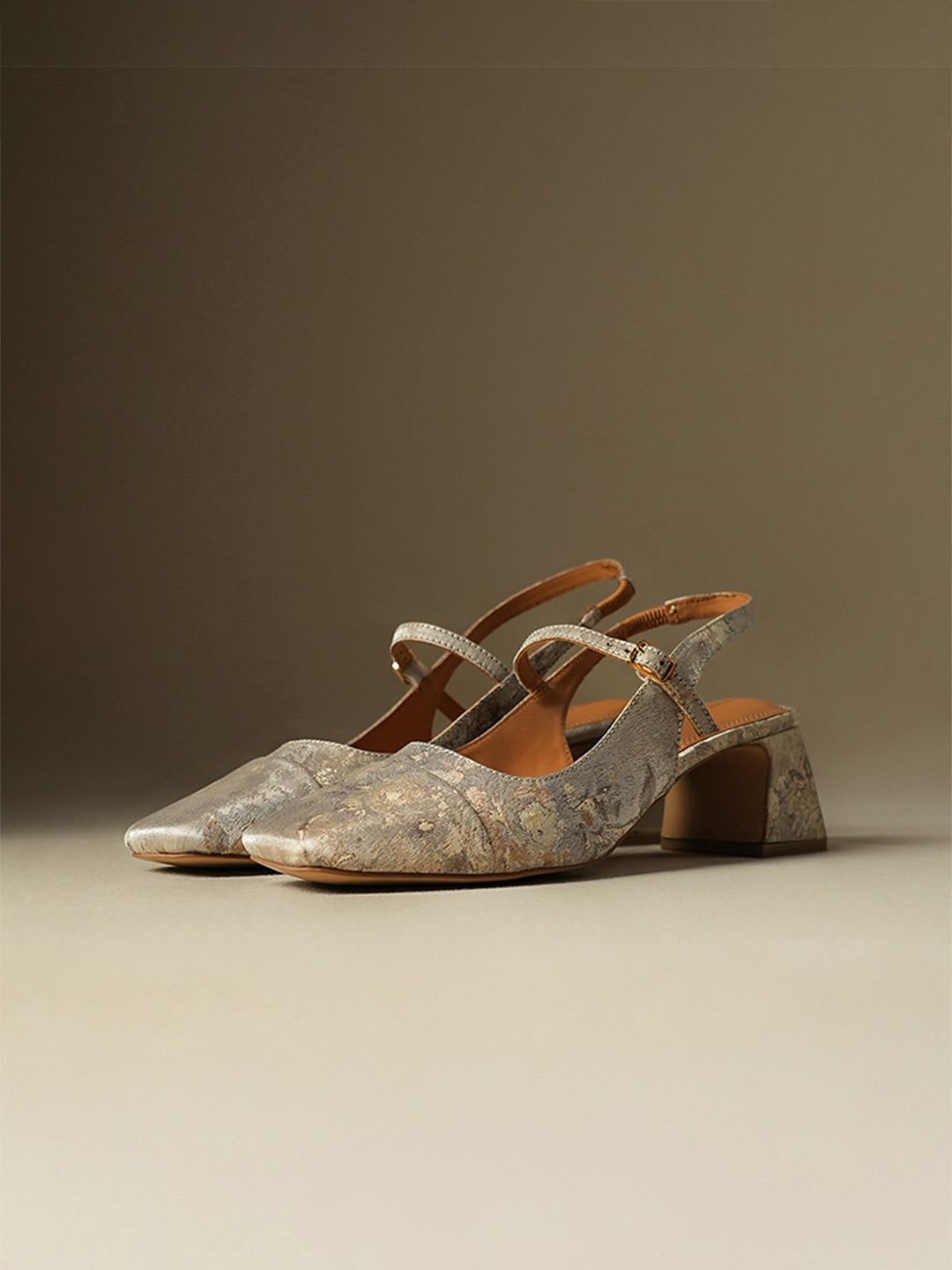 Theater Women Multi Twiggy Diamond Trap Mary Jane Slingback Block Heels - right view